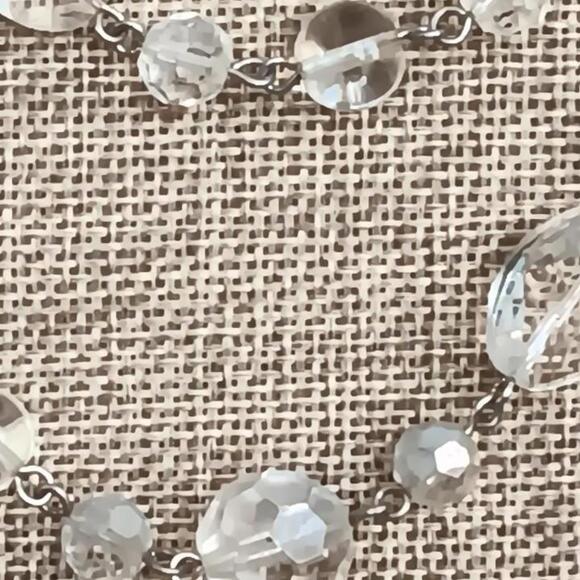 Cookie Lee clear glass bead necklace multi-faceted crystals Varied Shapes, 36" - Picture 2 of 9